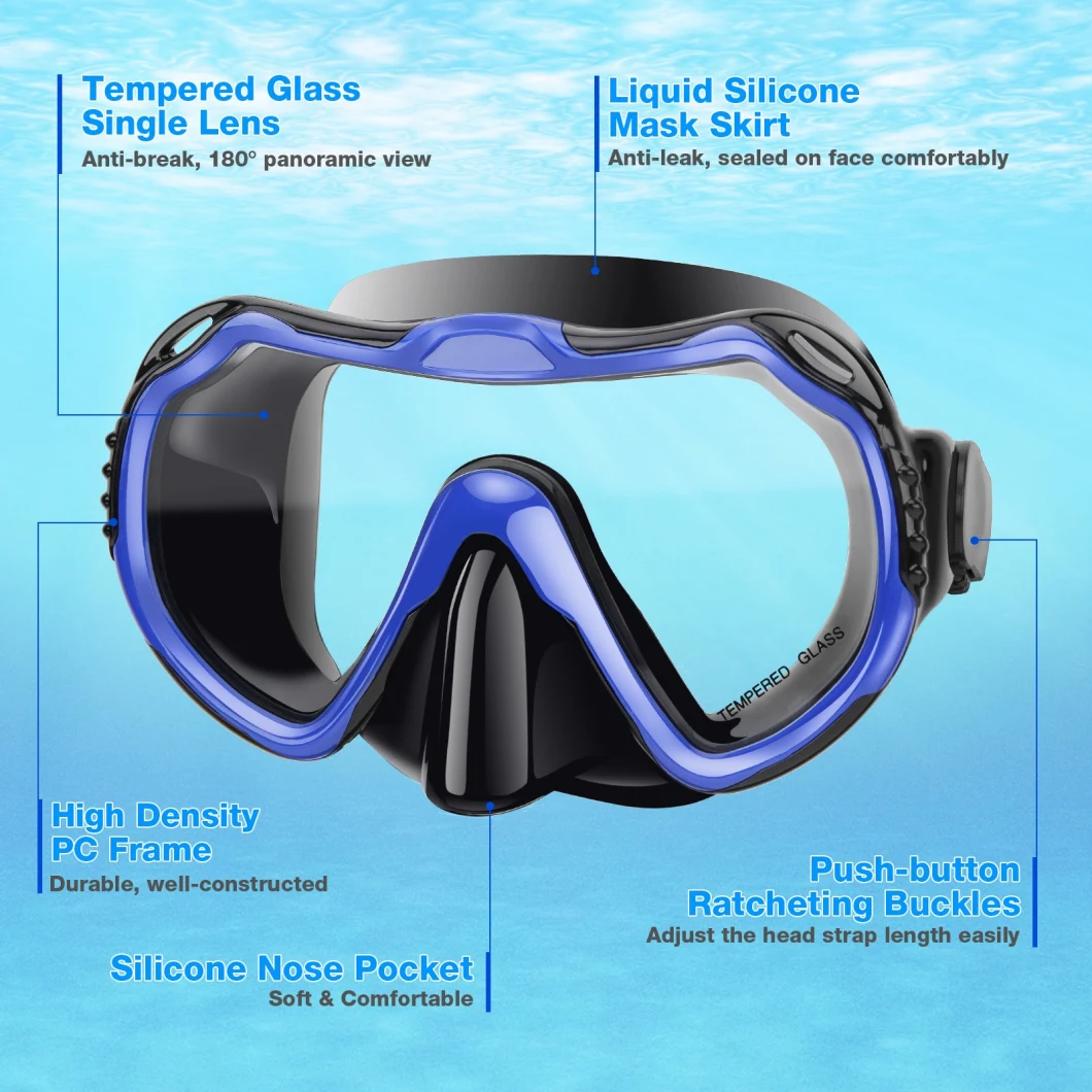 Snorkeling Diving Mask, Easy Breath Scuba Snorkeling Gear with Silicon Mouth Piece and Easy Adjustable Strap